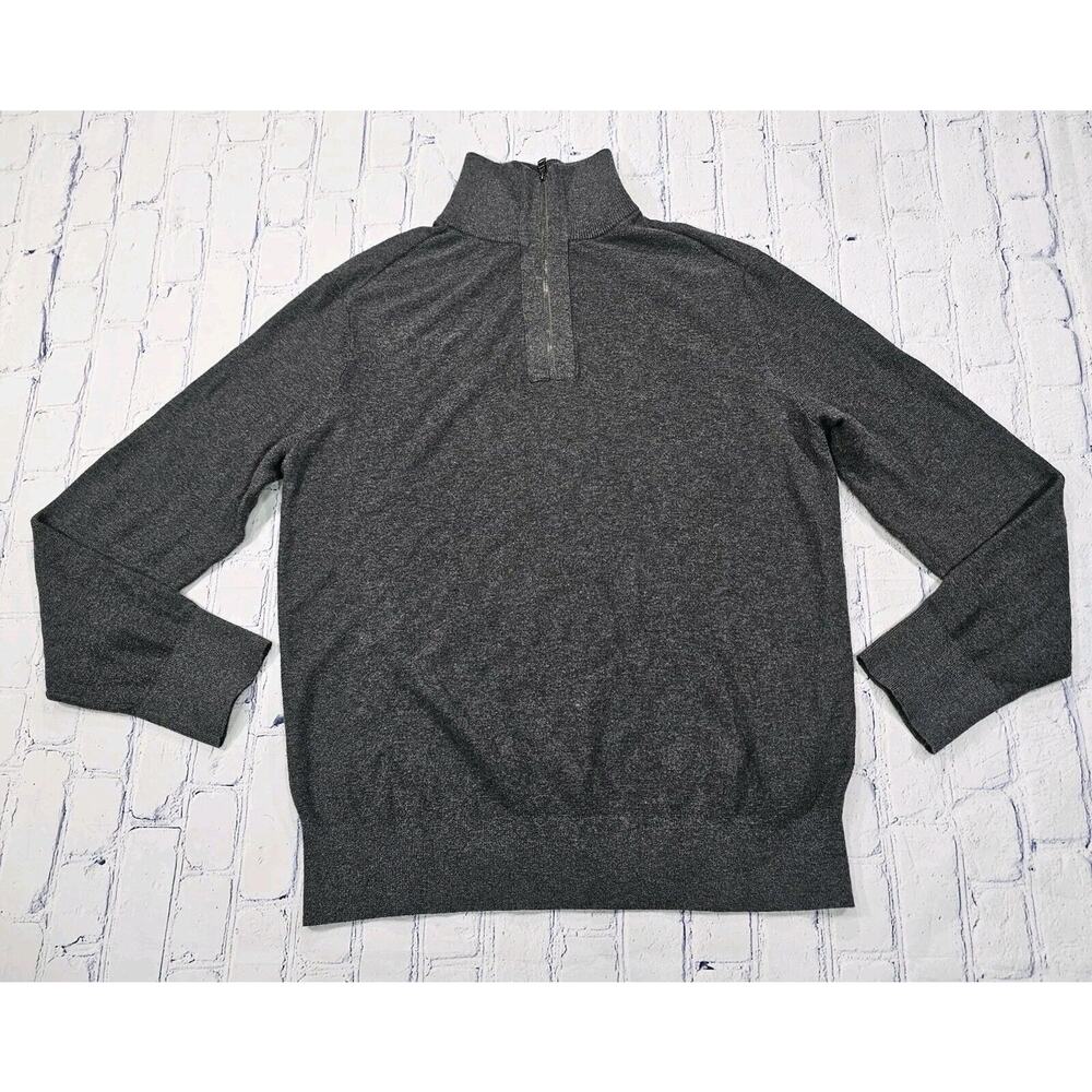 Banana Republic Sweater Gray Cotton Nylon 1/4 Zip Pullover MENS SIZE XL